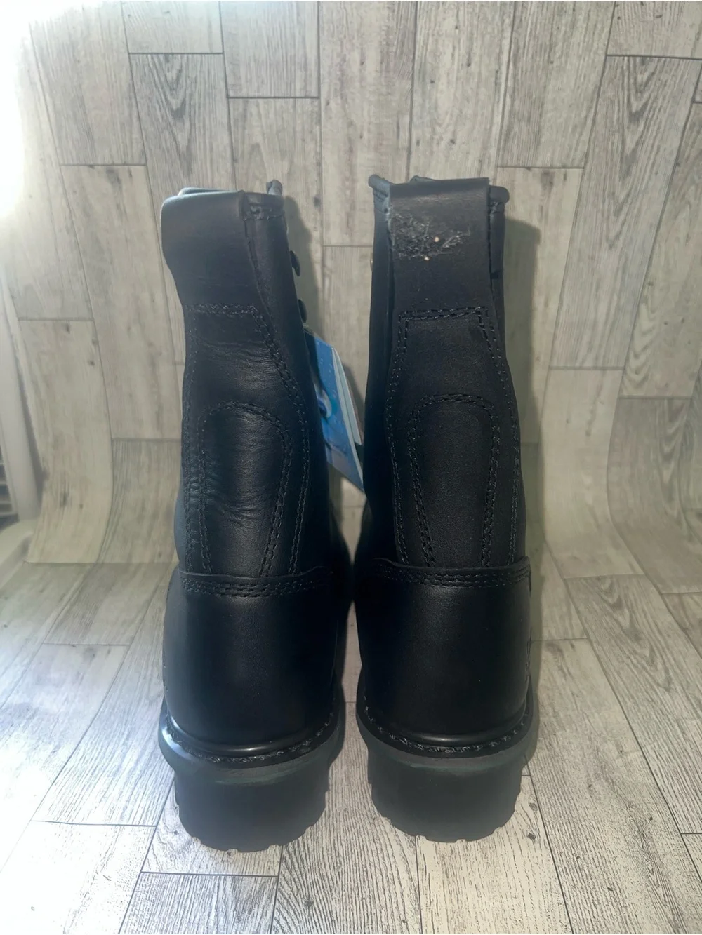 Golden retriever Titan Black Leather Lace-Up Boot Sz 8.5 Wide